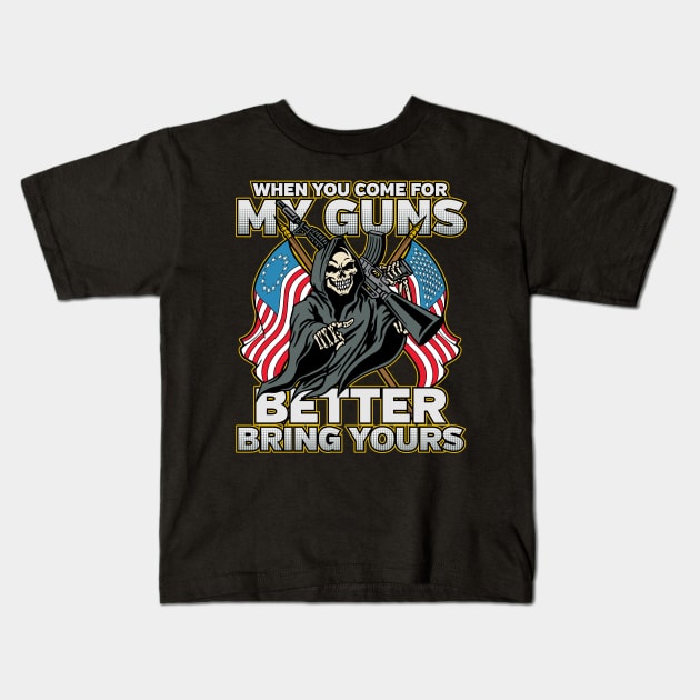 Reaper Second Amendment My Guns Kids T-Shirt by RadStar